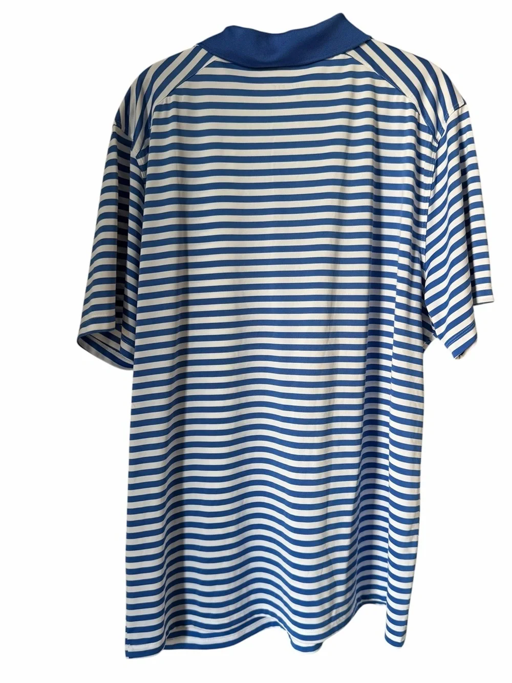 Nike Dri-FIT Blue & White Striped Polo Golf Shirt Athletic Lightweight